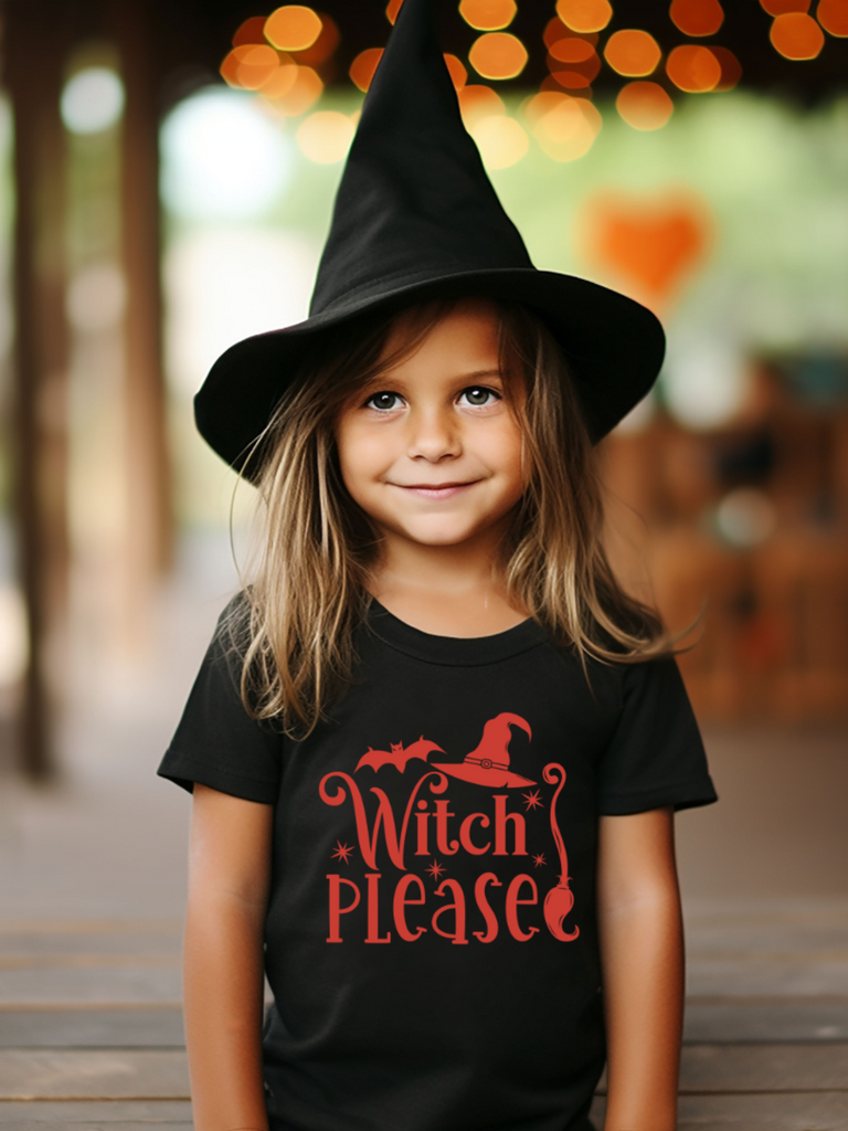 Girl Witch Please Halloween Black Shirt