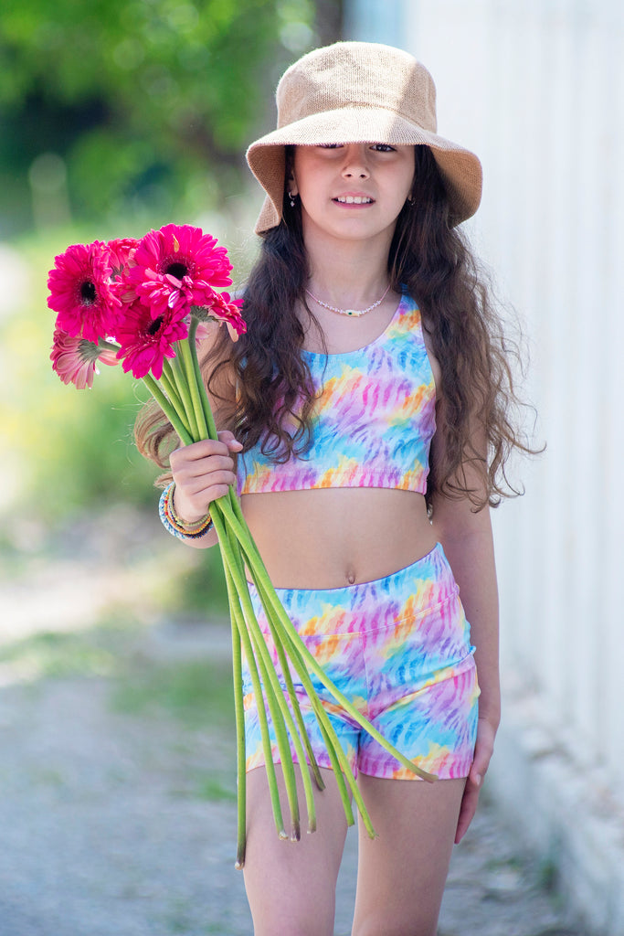 Girl Electric Neon Zebra Biker Shorts
