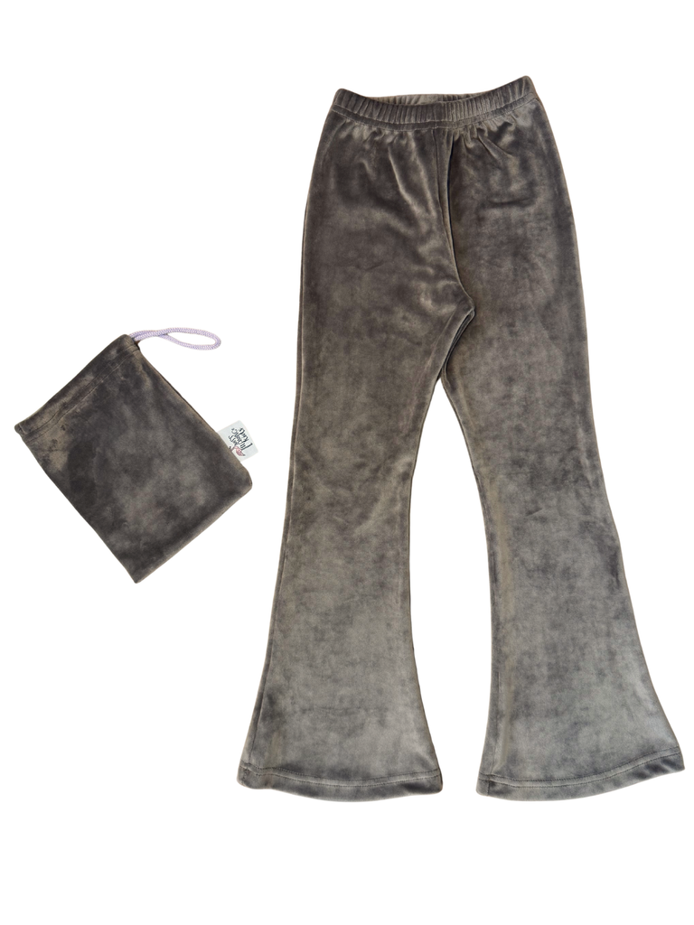 Girl Taupe Velvet Bell Bottoms Leggings