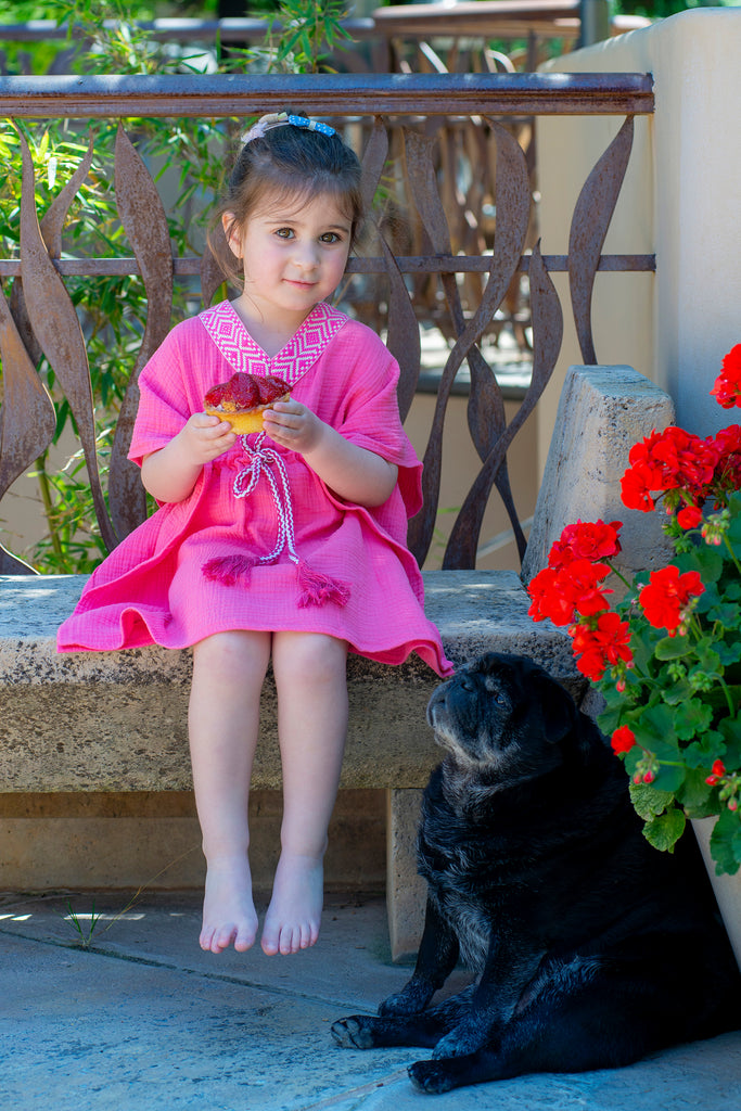Girl Pink Cotton Summer Caftan Dress