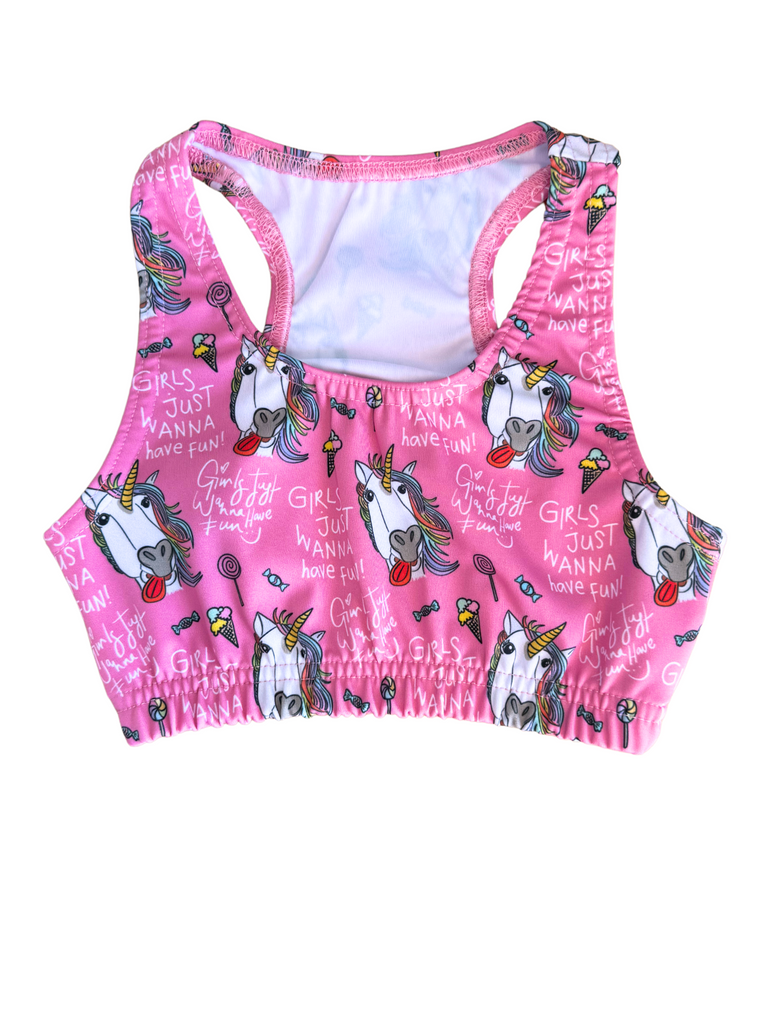 Girl Pink I Love Unicorns Sports Top