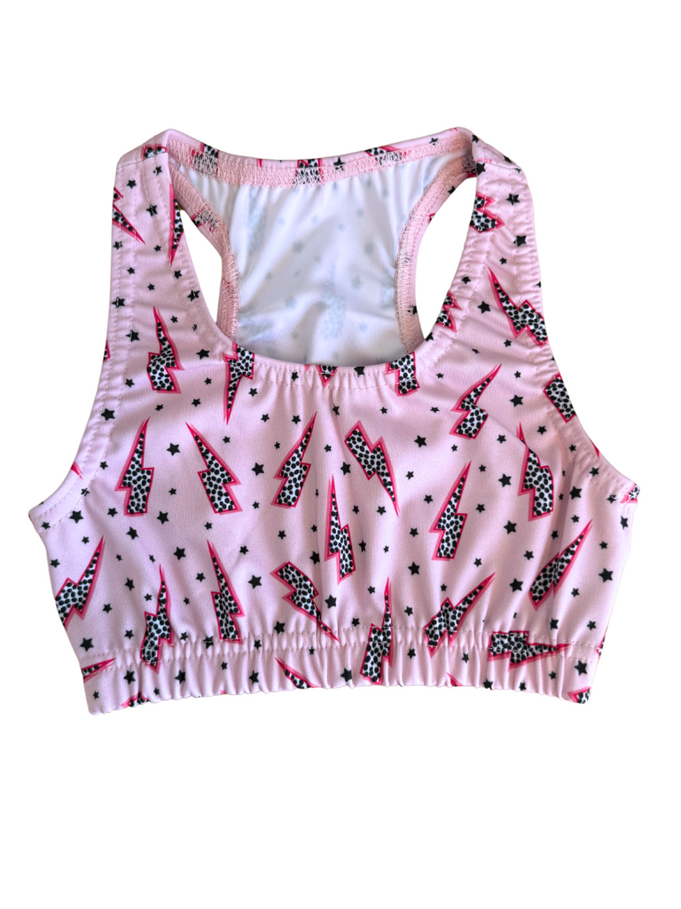 Girl Pink Lighting Bolts Sports Top