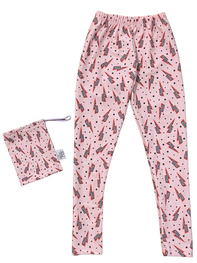 Girl Pink Lighting Bolts Legging