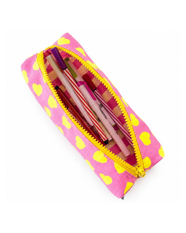 Girl Pink with Yellow Hearts Pencil Case