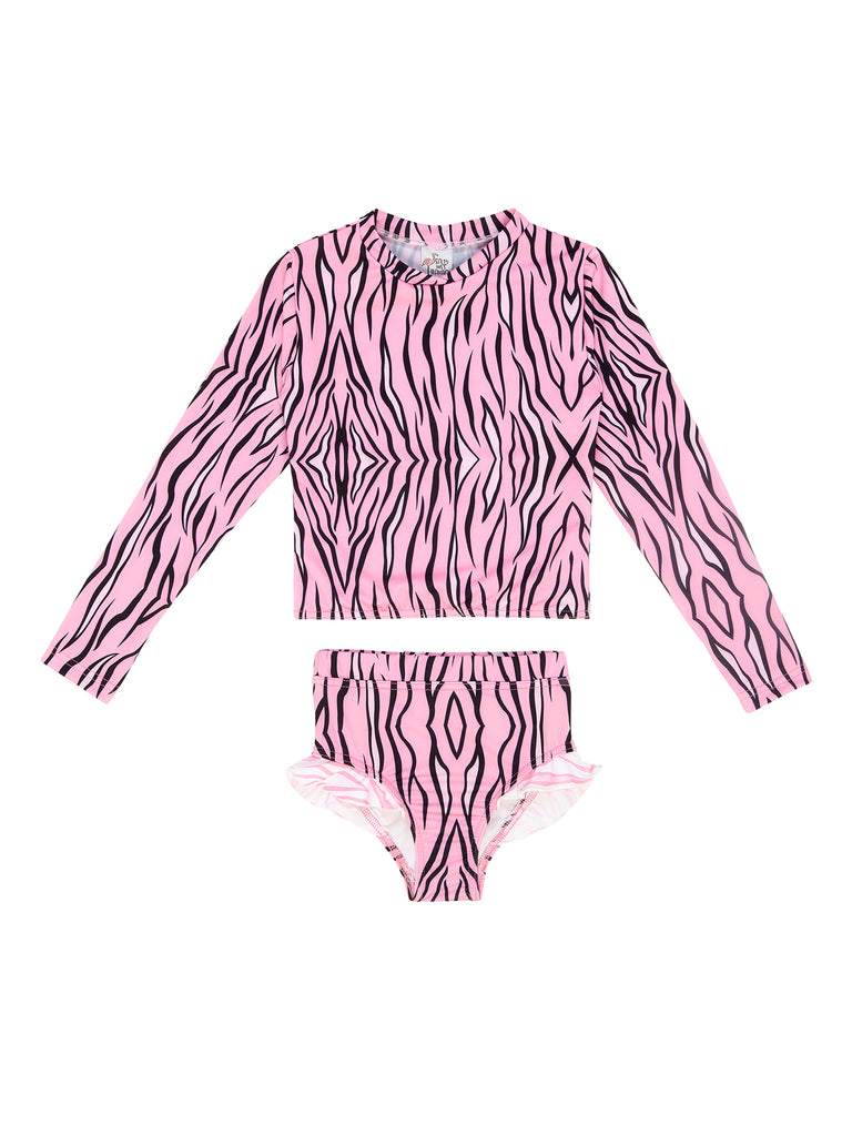 Girl Pink Zebra Full Mood Two Piece Swimsuit