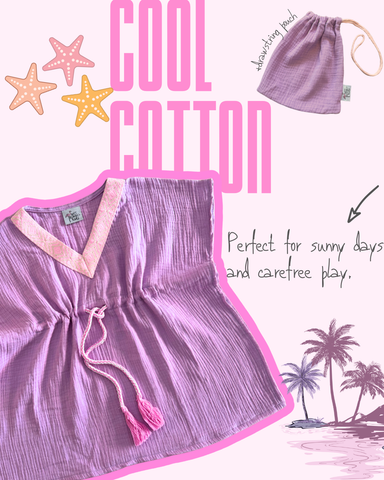 Girl Purple Cotton Summer Caftan Dress
