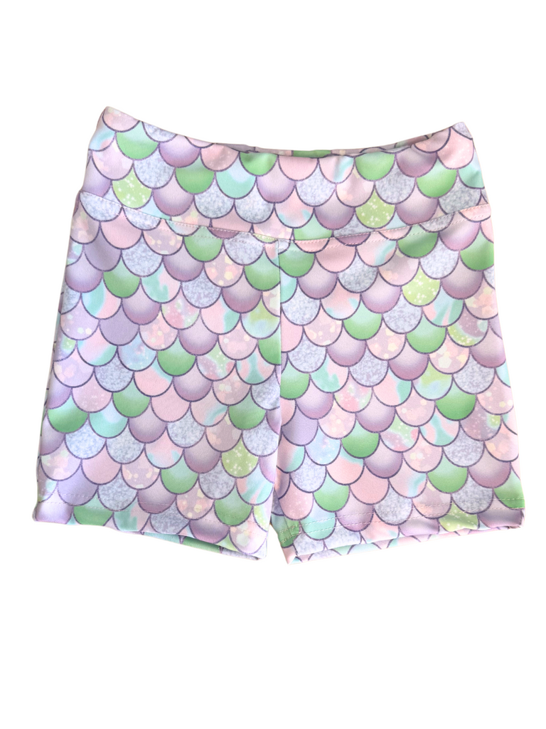 Girl Purple Mermaid Style Biker Shorts