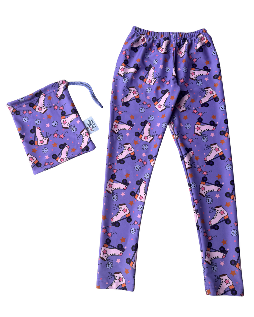 Girl Purple Smiley Rollers Fun Legging