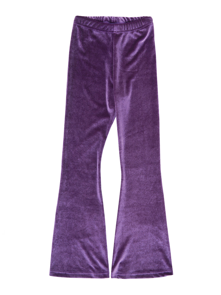 Girl Purple Velvet Bell Bottoms Leggings