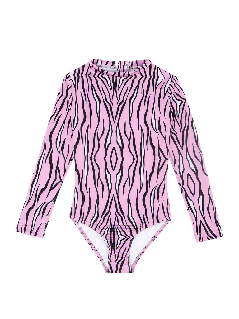 Girl Purple Zebra Surf Mood One Piece Swimsuit
