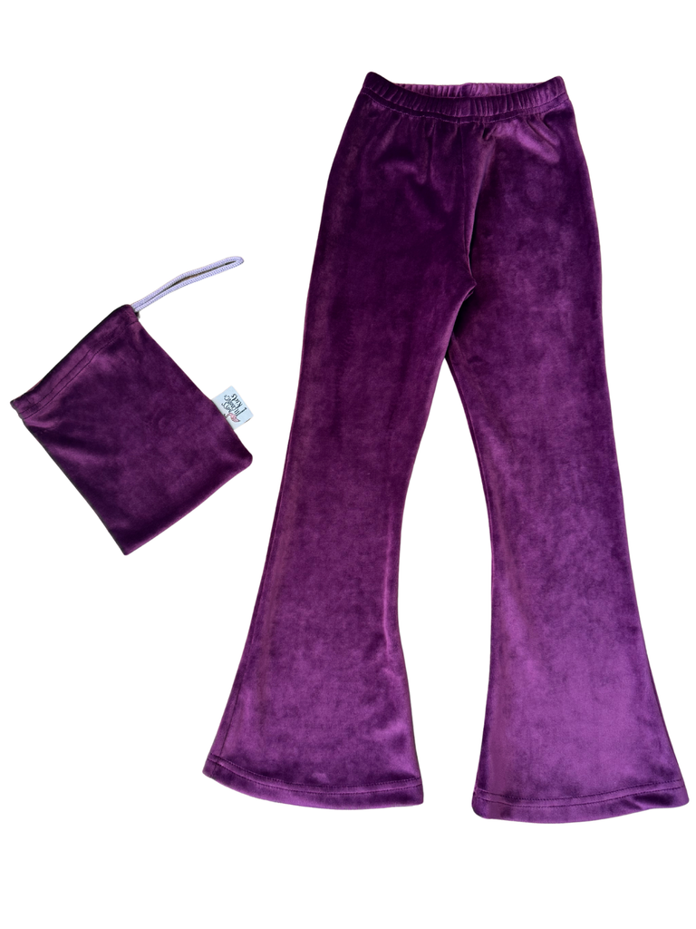 Girl Purple Velvet Bell Bottoms Leggings