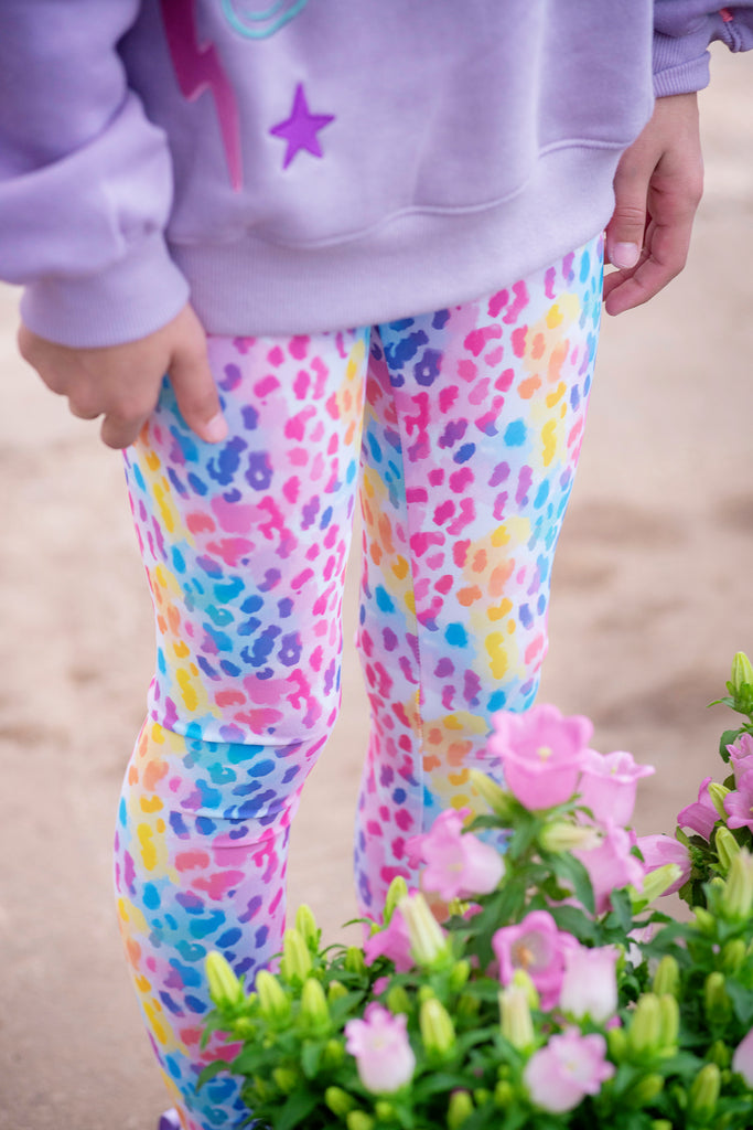 Girl Rainbow Neon Leopard Legging