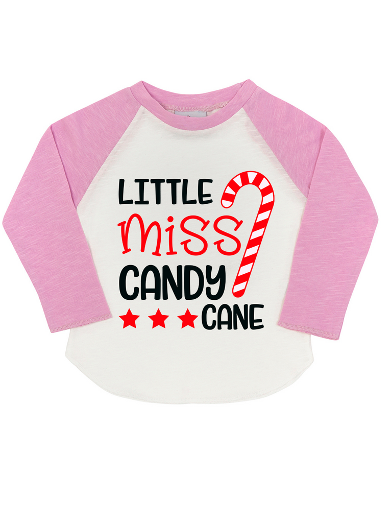 Girl Pink Little Miss Candy Cane Kisses Long Sleeve Shirt