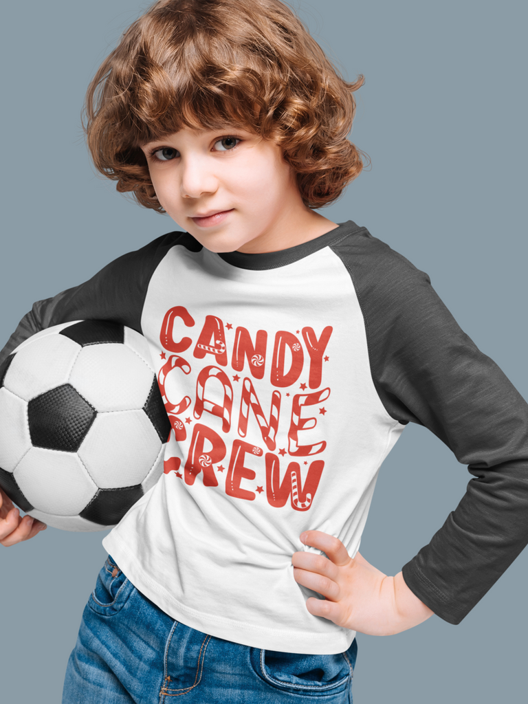 Boy Grey Candy Cane Crew Long Sleeve Shirt