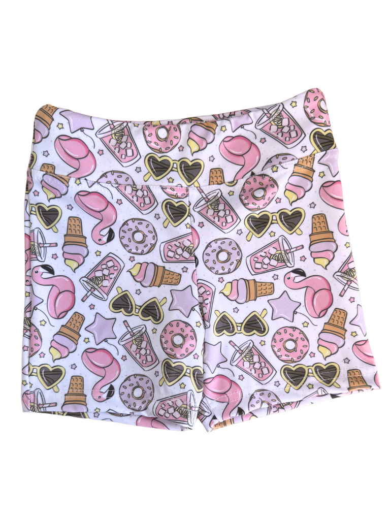 Girl Summer Pool Lemonade Biker Shorts