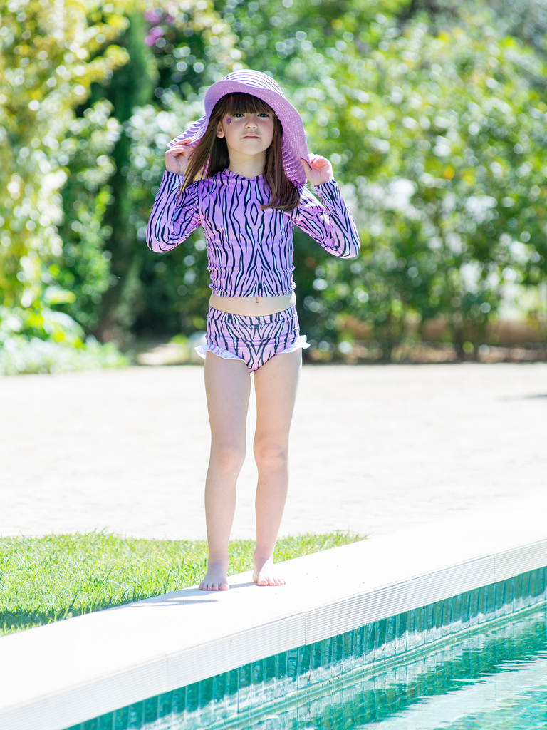 Girl Purple Zebra Full Mood Two Piece Swimsuit