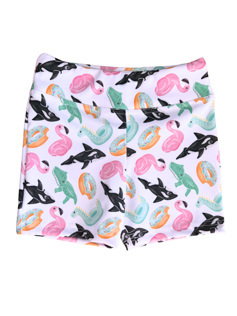 Girl White Sea Animals Biker Shorts