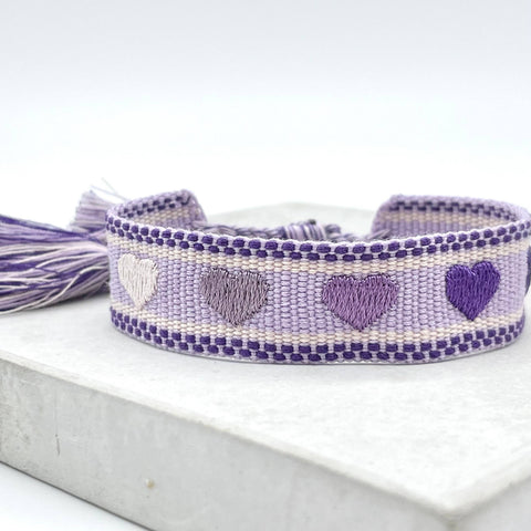 HEARTS woven statement bracelet, gradient hearts