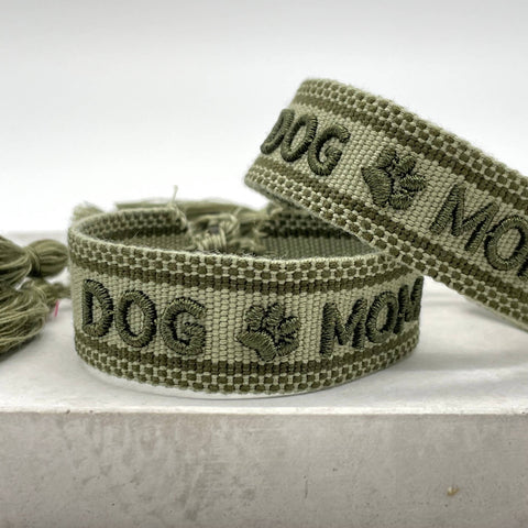 Dog Mom Statement Bracelet Woven, Embroidered