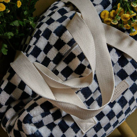 Blue Checkered Terry Weekend Bag