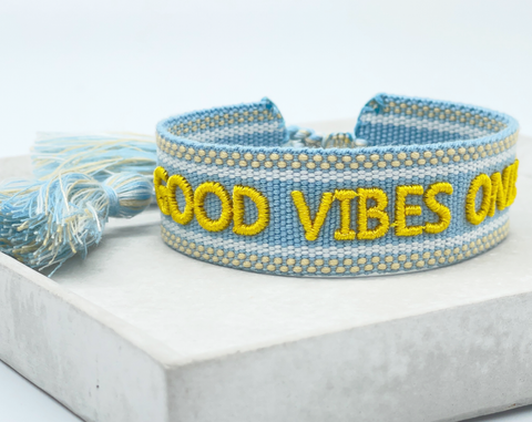 Good Vibes Only Statement Bracelet, Embroidered