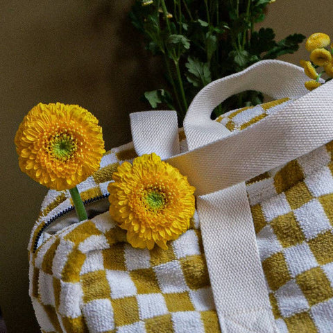 Ochre Checkered Terry Weekend Bag