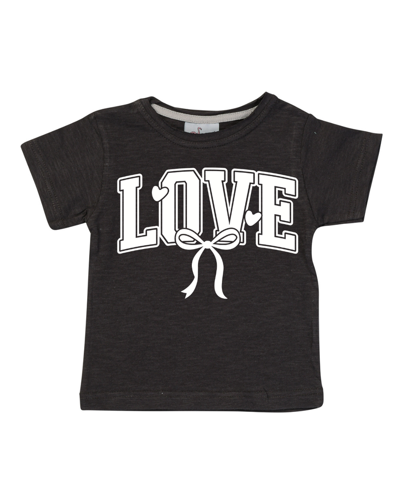 Girl Love Bow Black Velvet Print Shirt