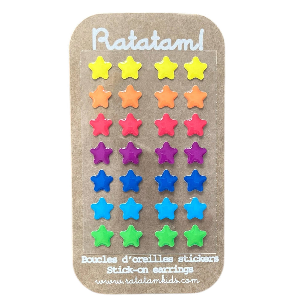 Girl Set of 14 pairs of STARS Adhesive Earrings