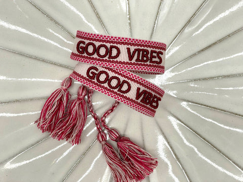 Good Vibes Statement Bracelet, Embroidered