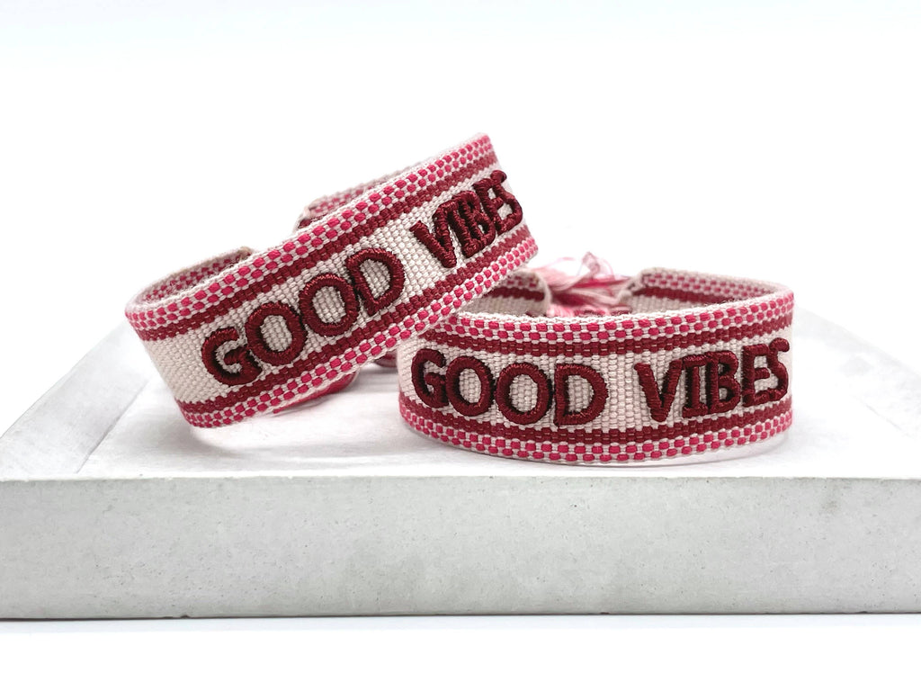 GOOD VIBES statement bracelet woven, embroidered