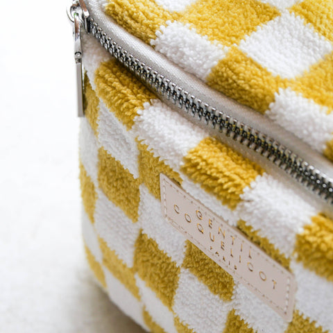 Terry-cloth Ochre Checkered Vanity Case
