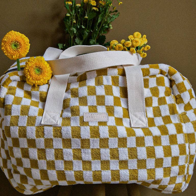 Ochre Checkered Terry Weekend Bag