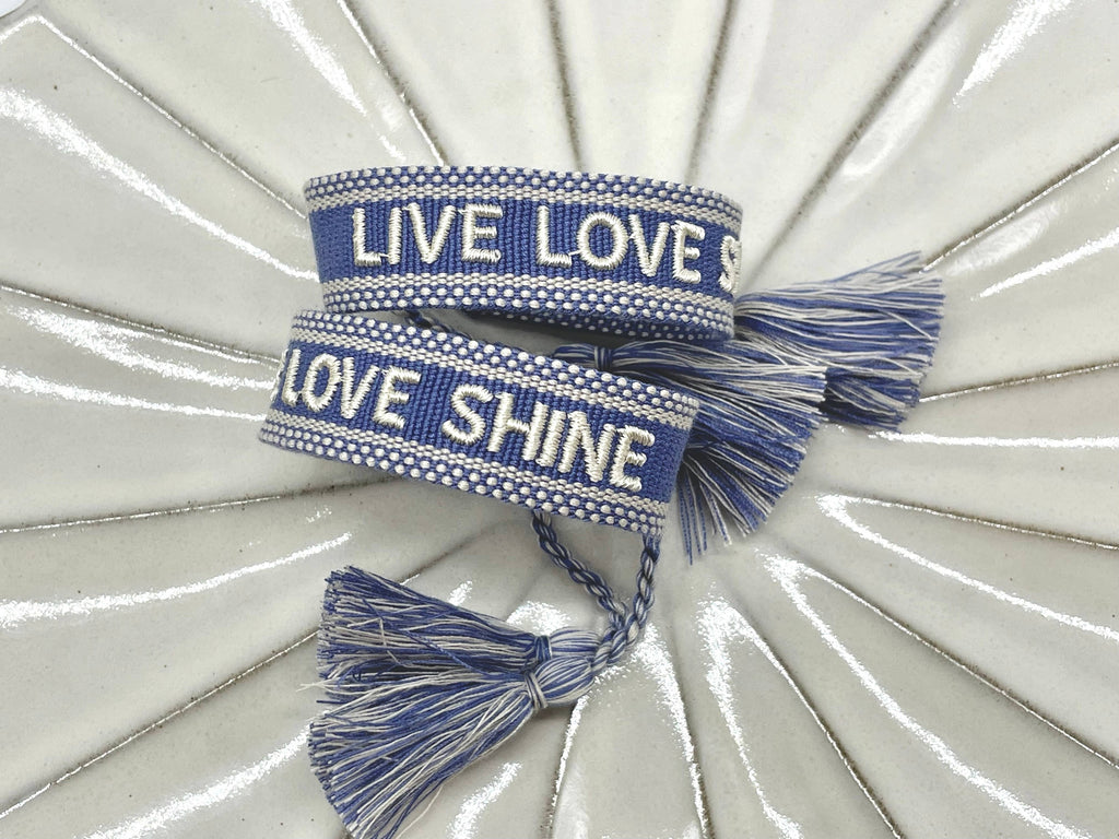 Live Love Shine Statement Bracelet, Embroidered