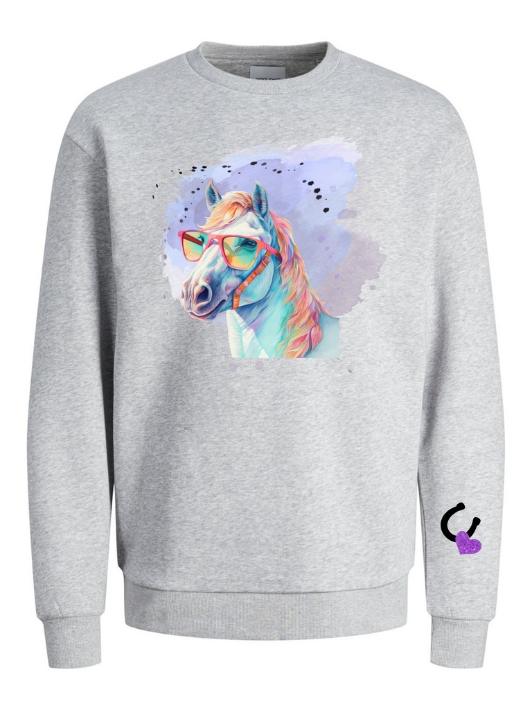 Girl Grey Summer Horse SweatShirt