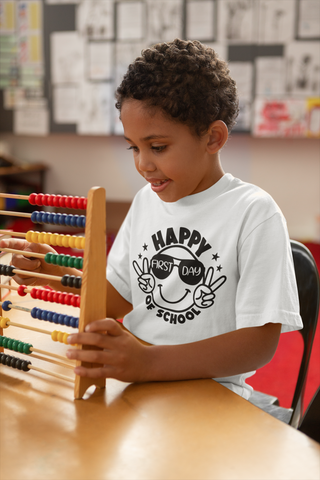 Boy Happy Back to School Grey Shirt