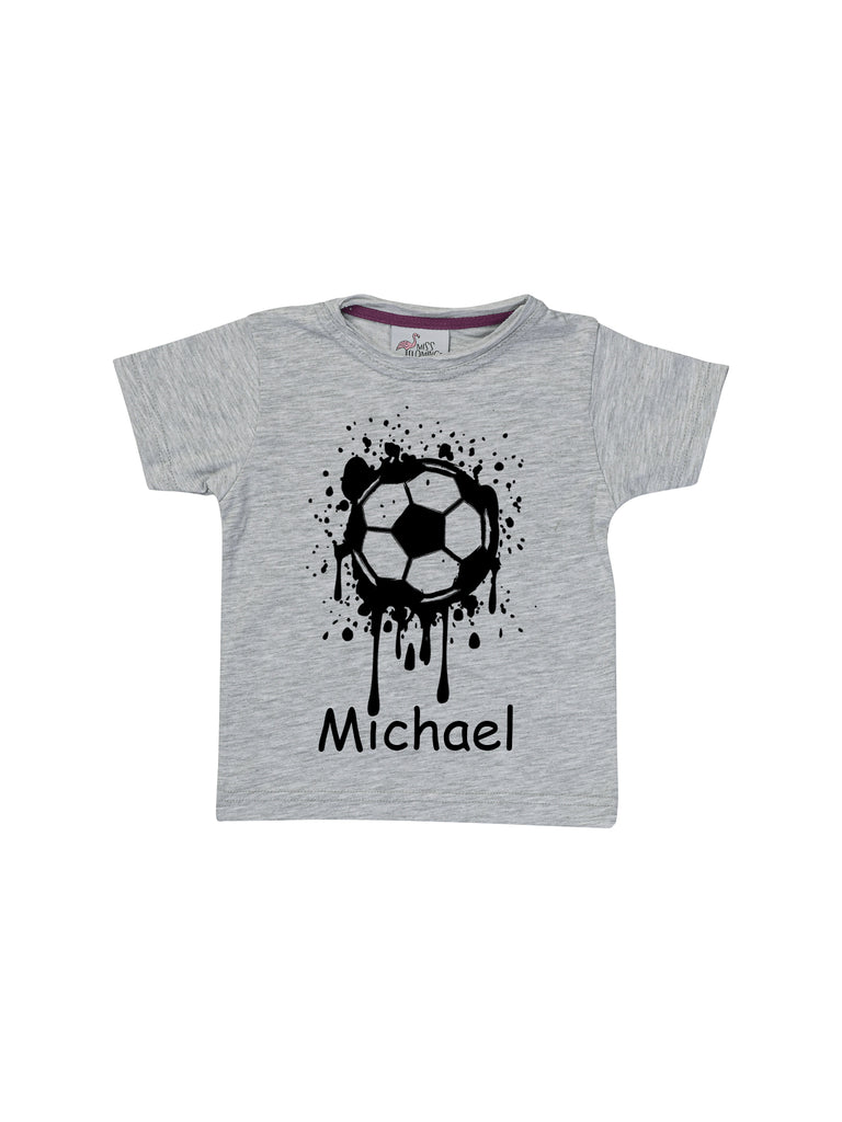 grey personalized soccer ball shirt for boy miss flamingo kids