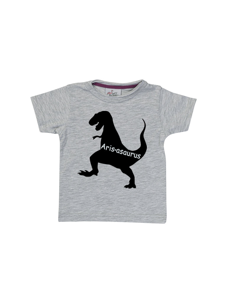 Παιδικό T-shirt Dinosaur Γκρι με Όνομα