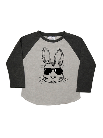 Boy Grey Easter Bunny Long Sleeve Shirt