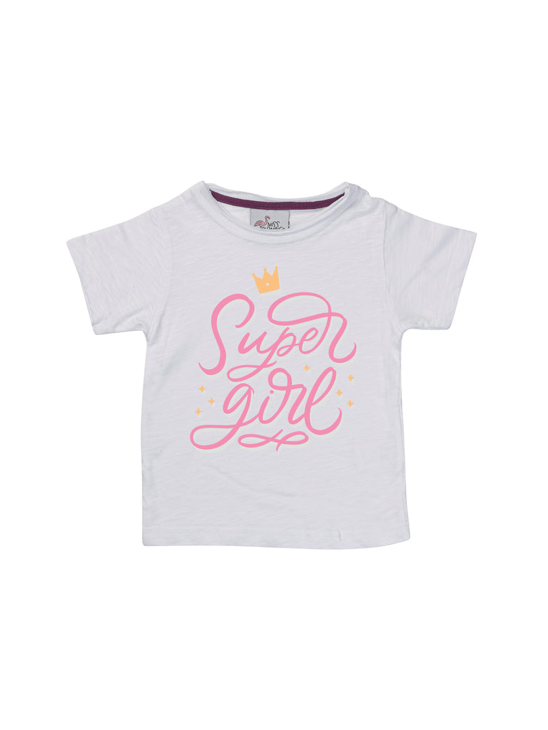 White super girl shirt for girl miss flamingo kids