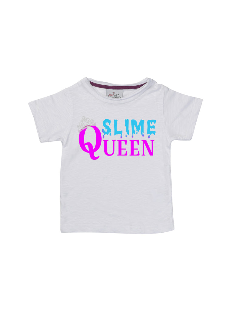 White slime queen shirt for girl miss flamingo kids