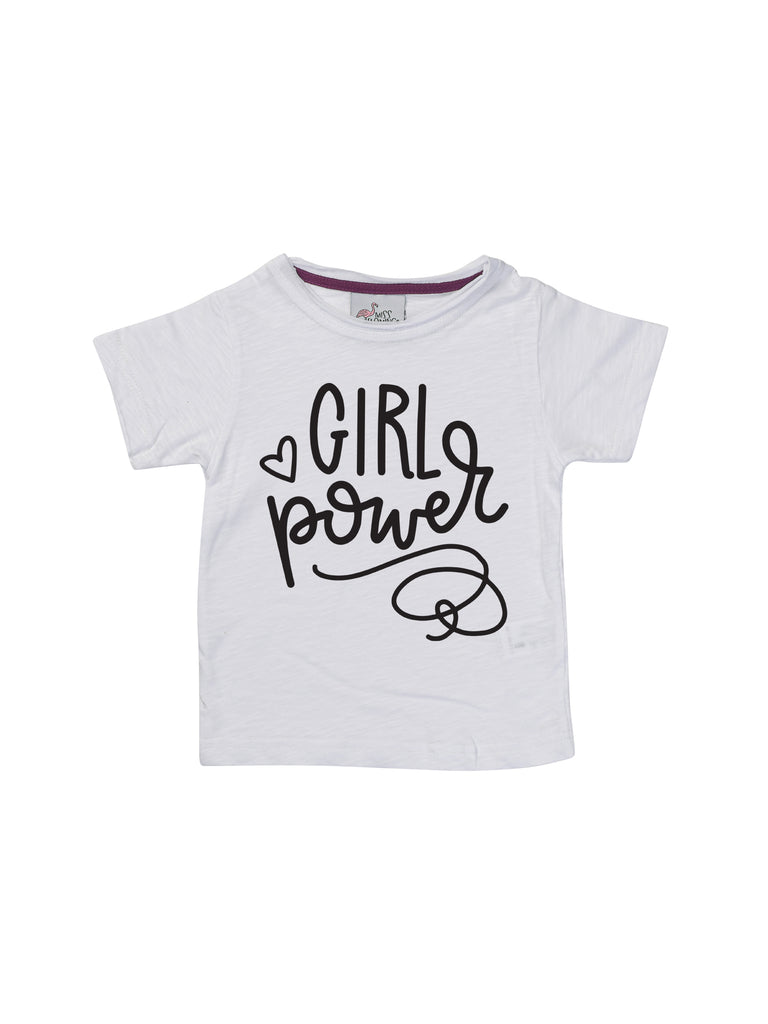 White girl power shirt for girl miss flamingo kids