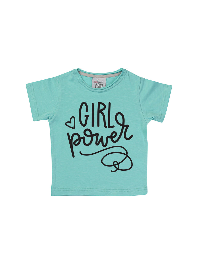 Aqua girl power shirt for girl miss flamingo kids