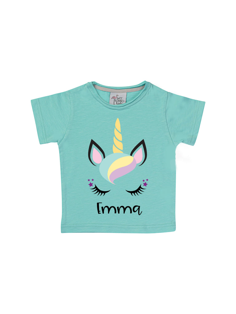 Κορίτσι Unicorn Personalized Aqua πουκάμισο