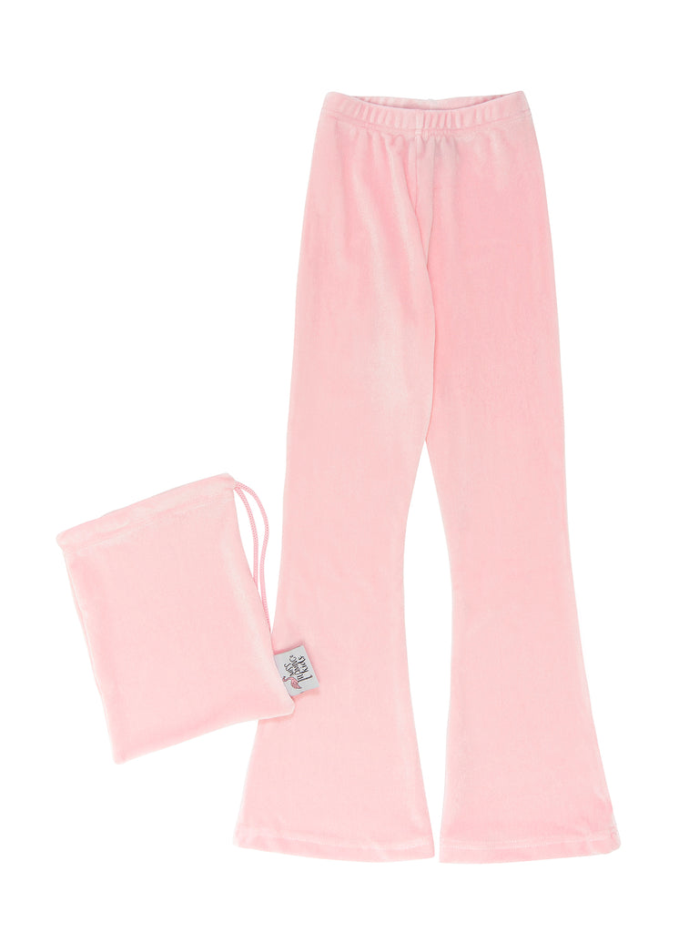 pink velvet bell bottom leggings for girls miss flamingo kids
