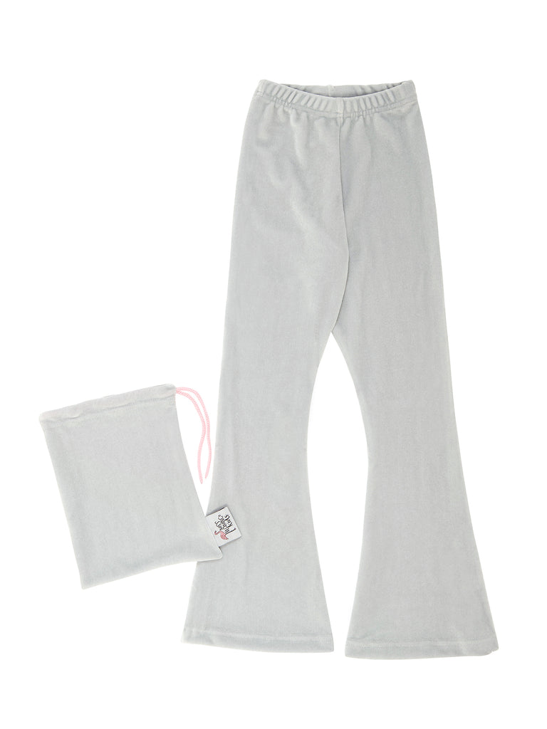 grey velvet bell bottom leggings for girls miss flamingo kids
