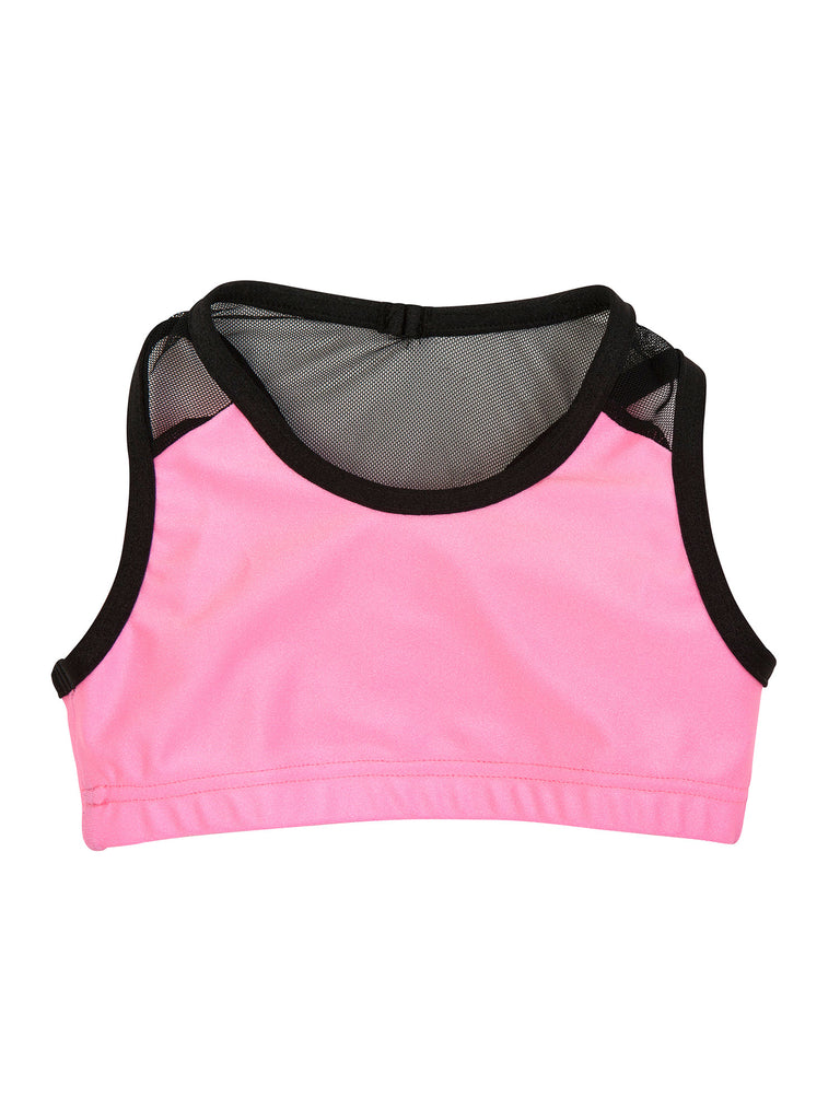 bubble pink lycra sports top for girl miss flamingo kids