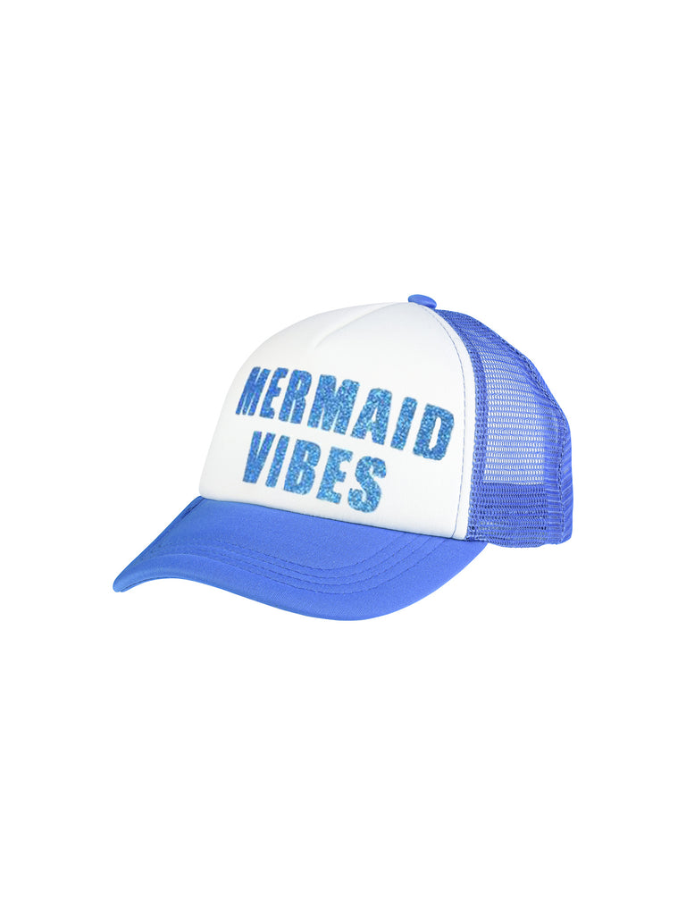blue mermaid vibes trucker hat for girl miss flamingo kids