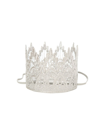 silver lace crown headband for hair miss flamingo kids