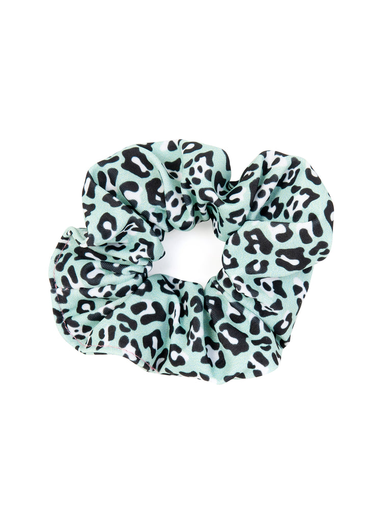 Aqua Leopard Scrunchies for Hair