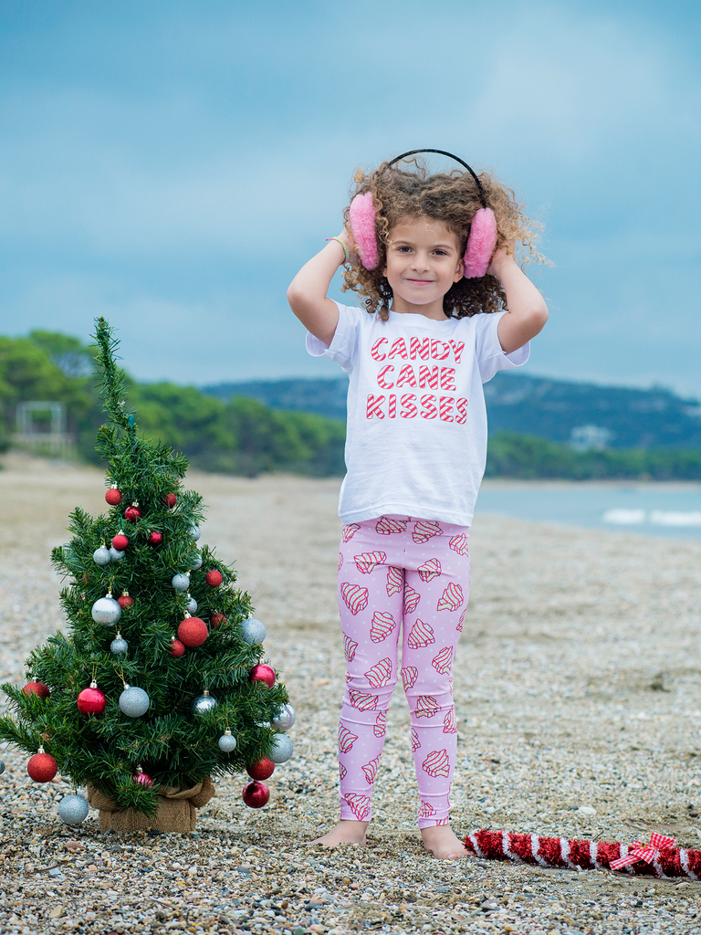 Κορίτσι Χριστουγεννιάτικα ροζ μπισκότα ελαστικό κολάν
